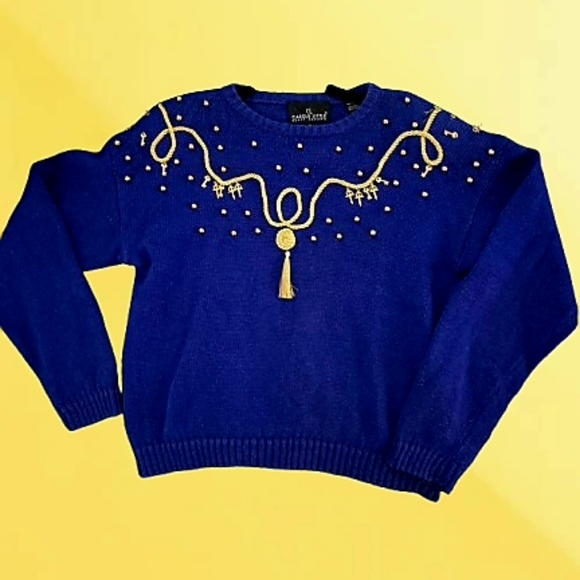 Carole Little Sweaters - 📣 Vintage 90s Carole Little Petite Sweater Unique Key🔑🗝️ Design Size Small 😍